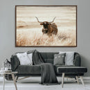Texas Longhorn Wall Art Canvas Print – Framed Brown Horned