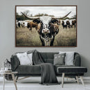 Texas Longhorn Wall Art – Framed Speckled Cow Canvas by MyGreatCanvas | Canvas Wall Art Prints | Photo Prints & Wall Decor