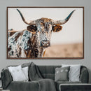 Texas Longhorn Wall Art – Framed Speckled Cow Canvas by MyGreatCanvas | Canvas Wall Art Prints | Photo Prints & Wall Decor