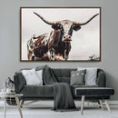Texas Longhorn Wall Art Canvas Print – Framed Spotted Bull by MyGreatCanvas | Canvas Wall Art Prints | Photo Prints & Wall Decor