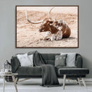 Texas Longhorn Wall Art Canvas Print – Framed Resting Bull by MyGreatCanvas | Canvas Wall Art Prints | Photo Prints & Wall Decor