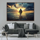 Jesus Walks Wall Art Canvas Print Framed Divine Sunset Art