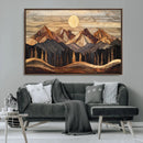 Wood Mountain Wall Art Canvas Print – Framed Boho Abstract