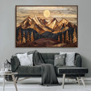 Wood Mountain Landscape Wall Art Canvas Print – Framed