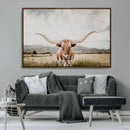 Texas Longhorn Wall Art Canvas Print – Framed Western Cow