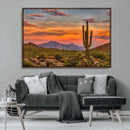 Saguaro Cactus Wall Art Canvas Print – Framed Arizona Sunset