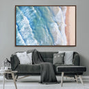 Aerial Ocean View Wall Art Canvas Print – Framed Soft Blue