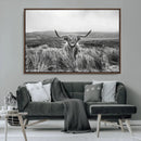 Monochrome Highland Cow Wall Art Canvas Print – Framed by MyGreatCanvas | Canvas Wall Art Prints | Photo Prints & Wall Decor