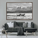 Wild Horses Wall Art – Framed Black White Mountain Canvas by MyGreatCanvas | Canvas Wall Art Prints | Photo Prints & Wall Decor