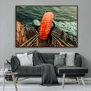Surfer Stairway Wall Art – Framed Ocean Surf Canvas Artwork, by MyGreatCanvas | Canvas Wall Art Prints | Photo Prints & Wall Decor