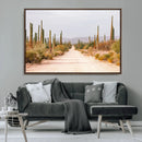 Desert Cactus Lined Road Wall Art Canvas Print – Framed by MyGreatCanvas | Canvas Wall Art Prints | Photo Prints & Wall Decor