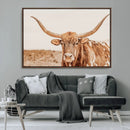 Longhorn Bull Wall Art Canvas Print – Framed Western Cow