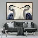Blue Heron Pair Wall Art Canvas Print – Framed Coastal Bird