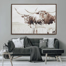 Longhorn Wall Art Canvas Print – Framed Western Cow Rustic