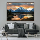 Mountain Sunset Wall Art Canvas Print – Framed Alpine