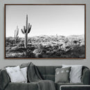 Saguaro Cactus Wall Art Canvas Print – Framed Monochrome