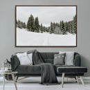 Frosty Pines Wall Art Canvas Print – Framed Silent Snowfall