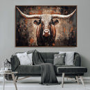 Rustic Longhorn Bull Wall Art Canvas Print – Vintage Western by MyGreatCanvas | Canvas Wall Art Prints | Photo Prints & Wall Decor