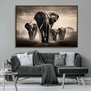 Elephant Family Wall Art Canvas Print, Framed Elephant Wall
