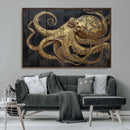 Octopus Wall Art Canvas Print – Gold Detail Wooden Marine by MyGreatCanvas | Canvas Wall Art Prints | Photo Prints & Wall Decor