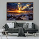Sunset Ocean Wall Art Canvas Print – Waves Rocky Shore by MyGreatCanvas | Canvas Wall Art Prints | Photo Prints & Wall Decor