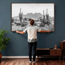 Black White Arizona Desert Canvas Wall Art Cactus Farmhouse