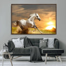 White Horse Running Canvas Sunset Wall Art by MyGreatCanvas | Canvas Wall Art Prints | Photo Prints & Wall Decor