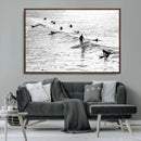 Black White Surfers Wall Art Canvas Print – Riding Gentle by MyGreatCanvas | Canvas Wall Art Prints | Photo Prints & Wall Decor