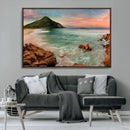 Stunning Coastal Landscape with Rocky Shore and Green Hills by MyGreatCanvas | Canvas Wall Art Prints | Photo Prints & Wall Decor