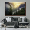 Misty Forest Sunrise Wall Art, Mountain Valley with Pine by MyGreatCanvas | Canvas Wall Art Prints | Photo Prints & Wall Decor