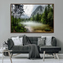 Misty Lake Forest Green Trees Calm Water Reflection Mountain by MyGreatCanvas | Canvas Wall Art Prints | Photo Prints & Wall Decor