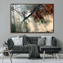 Sunlit Autumn Forest Wall Art – Mist Trees Rays Fog Nature by MyGreatCanvas | Canvas Wall Art Prints | Photo Prints & Wall Decor
