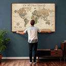 Personalized Custom World Map Wall Art Canvas Print – Travel