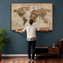 Personalized Push Pin World Map Canvas Print – Custom Framed