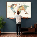 Detailed Custom World Map Print – Framed Custom Push Pin