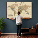 Personalized Push Pin Map with Pin Wall Art Canvas Print –