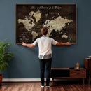 Personalized Vintage Map Wall Art Canvas Print – Custom Push