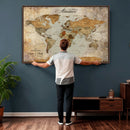 Customized Push Pin World Map Wall Art Canvas Print with
