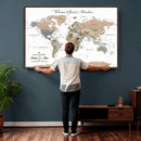 Customized Push Pin World Map Wall Art Canvas Print with