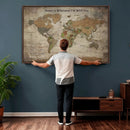 Personalized World Map Wall Art Canvas Print – Custom Push by MyGreatCanvas | Canvas Wall Art Prints | Photo Prints & Wall Decor