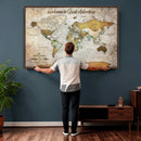 Personalized World Map Wall Art Canvas Print – Custom Push