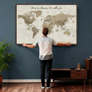 Push Pin World Map Canvas Print – Travel Tracker Wall Art