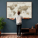 Push Pin World Map Canvas Print – Travel Tracker Wall Art