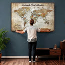 Personalized World Map Wall Art Canvas Print – Custom Push by MyGreatCanvas | Canvas Wall Art Prints | Photo Prints & Wall Decor