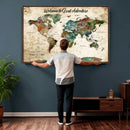 Grunge Personalized World Map Wall Art Canvas Print – Custom