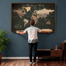 Custom Push Pin World Map Wall Art – Personalized Travel