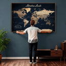 Custom Push Pin World Map Canvas Print – Custom Framed by MyGreatCanvas | Canvas Wall Art Prints | Photo Prints & Wall Decor