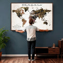 Personalized Push Pin World Map Canvas Print – Custom Framed