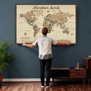 Custom Push Pin World Map Print – Personalized Canvas Wall