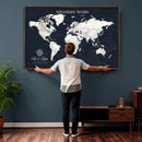 Custom World Map Wall Art Canvas Print – Personalized Push